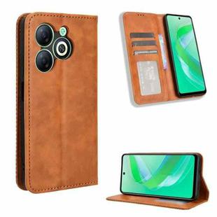 For Infinix Smart 8 X6525 Magnetic Buckle Retro Texture Leather Phone Case(Brown)