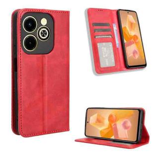 For Infinix Hot 40i 4G Magnetic Buckle Retro Texture Leather Phone Case(Red)