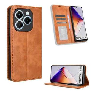 For Infinix Note 40X 5G X6838 Magnetic Buckle Retro Texture Leather Phone Case(Brown)