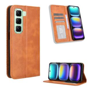 For Infinix Hot 50 4G Magnetic Buckle Retro Texture Leather Phone Case(Brown)