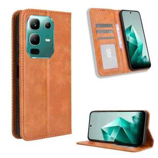 For Infinix Note 50x 5G Magnetic Buckle Retro Texture Leather Phone Case(Brown)