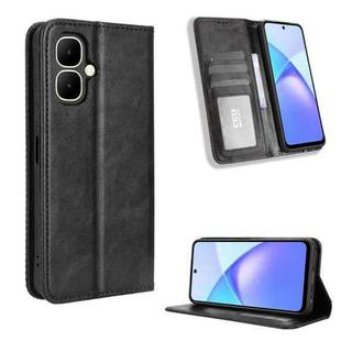 For Infinix Smart 10 / Tecno Pop 10 4G Magnetic Buckle Retro Texture Leather Phone Case(Black)