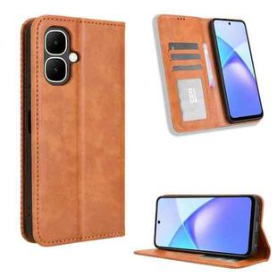 For Infinix Smart 10 / Tecno Pop 10 4G Magnetic Buckle Retro Texture Leather Phone Case(Brown)