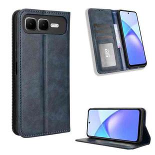 For Infinix Smart 10 Plus 4G Magnetic Buckle Retro Texture Leather Phone Case(Blue)