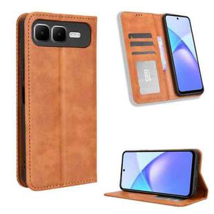 For Infinix Smart 10 Plus 4G Magnetic Buckle Retro Texture Leather Phone Case(Brown)