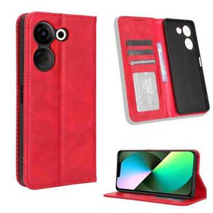 For Tecno Camon 20 Pro Magnetic Buckle Retro Texture Leather Phone Case(Red)