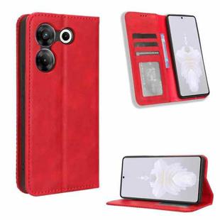 For Tecno Camon 20 Pro 5G Magnetic Buckle Retro Texture Leather Phone Case(Red)