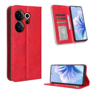 For Tecno Camon 20 Premier 5G Magnetic Buckle Retro Texture Leather Phone Case(Red)