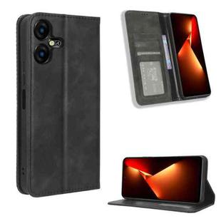 For Tecno Pova Neo 3 Magnetic Buckle Retro Texture Leather Phone Case(Black)