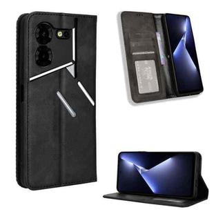 For Tecno Pova 5 Pro LH8n Magnetic Buckle Retro Texture Leather Phone Case(Black)