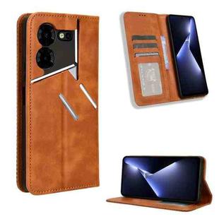 For Tecno Pova 5 Pro LH8n Magnetic Buckle Retro Texture Leather Phone Case(Brown)