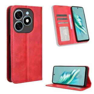 For Tecno Spark 20 4G Magnetic Buckle Retro Texture Leather Phone Case(Red)