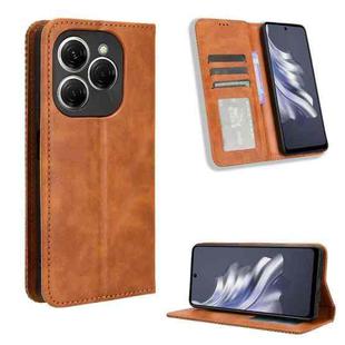 For Tecno Spark 20 Pro 4G Magnetic Buckle Retro Texture Leather Phone Case(Brown)