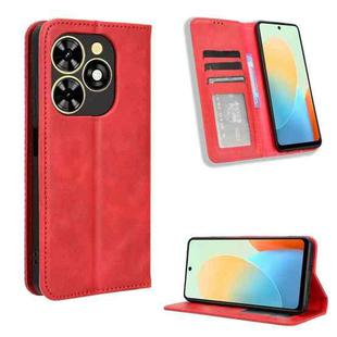 For Tecno Spark Go 2024 Magnetic Buckle Retro Texture Leather Phone Case(Red)