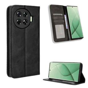 For Tecno Spark 20 Pro+ 4G Magnetic Buckle Retro Texture Leather Phone Case(Black)