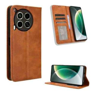 For Tecno Camon 30 5G / 4G Magnetic Buckle Retro Texture Leather Phone Case(Brown)