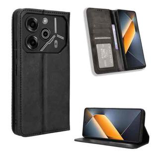 For Tecno Pova 6 Pro 5G Magnetic Buckle Retro Texture Leather Phone Case(Black)