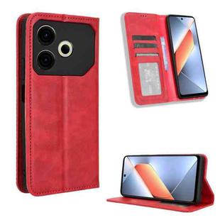 For Tecno Pova 6 Neo 4G Magnetic Buckle Retro Texture Leather Phone Case(Red)