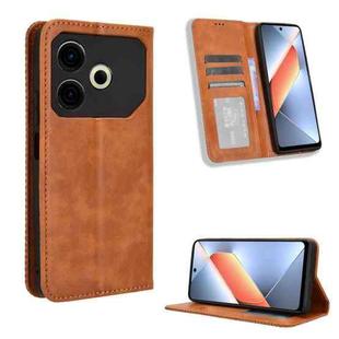 For Tecno Pova 6 Neo 4G Magnetic Buckle Retro Texture Leather Phone Case(Brown)