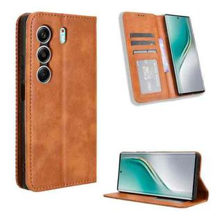 For Tecno Camon 40 4G Magnetic Buckle Retro Texture Leather Phone Case(Brown)