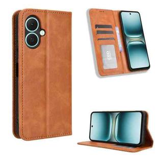 For Tecno Spark Go 2 4G Magnetic Buckle Retro Texture Leather Phone Case(Brown)