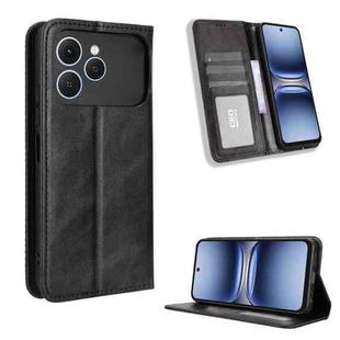 For Tecno Spark 40 4G Magnetic Buckle Retro Texture Leather Phone Case(Black)