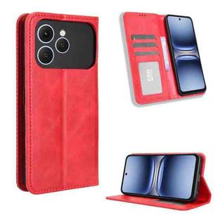 For Tecno Spark 40 4G Magnetic Buckle Retro Texture Leather Phone Case(Red)