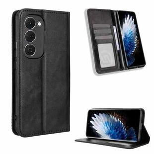 For Tecno Spark 40 Pro+ 4G Magnetic Buckle Retro Texture Leather Phone Case(Black)