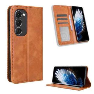 For Tecno Spark 40 Pro+ 4G Magnetic Buckle Retro Texture Leather Phone Case(Brown)