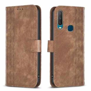 For vivo Y11 / Y15 / Y12 / Y17 Plaid Embossed Leather Phone Case(Brown)