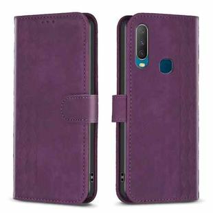 For vivo Y11 / Y15 / Y12 / Y17 Plaid Embossed Leather Phone Case(Purple)