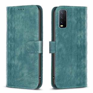 For vivo Y20 Plaid Embossed Leather Phone Case(Green)