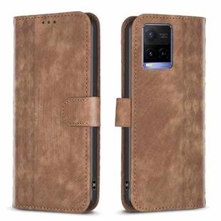 For vivo Y21 / Y21s / Y31s Plaid Embossed Leather Phone Case(Brown)