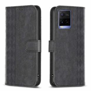 For vivo Y21 / Y21s / Y31s Plaid Embossed Leather Phone Case(Black)