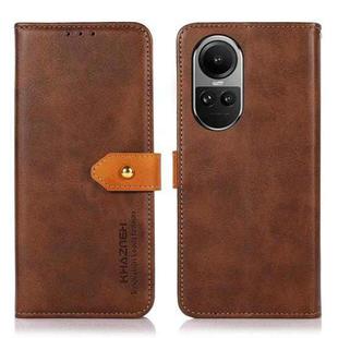 For OPPO Reno10 / Reno10 Pro Global KHAZNEH Dual-color Cowhide Texture Flip Leather Phone Case(Brown)