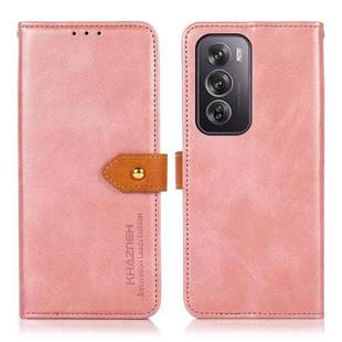 For OPPO Reno12 Pro 5G Global KHAZNEH Dual-color Cowhide Texture Flip Leather Phone Case(Rose Gold)