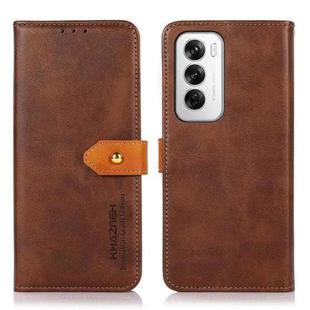 For OPPO Reno12 5G Global KHAZNEH Dual-color Cowhide Texture Flip Leather Phone Case(Brown)