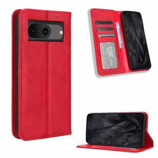 For Google Pixel 8 Magnetic Buckle Retro Texture Leather Phone Case(Red)