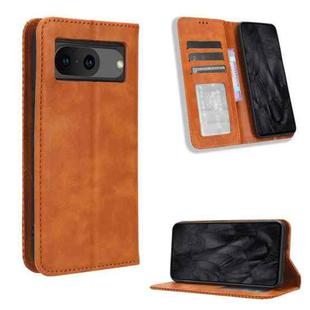 For Google Pixel 8 Magnetic Buckle Retro Texture Leather Phone Case(Brown)