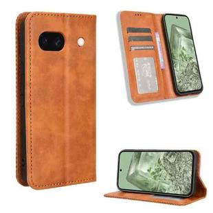 For Google Pixel 8a Magnetic Buckle Retro Texture Leather Phone Case(Brown)