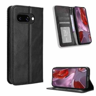 For Google Pixel 9a Magnetic Buckle Retro Texture Leather Phone Case(Black)