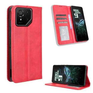 For ASUS ROG Phone 9 / 9 Pro Magnetic Buckle Retro Texture Leather Phone Case(Red)