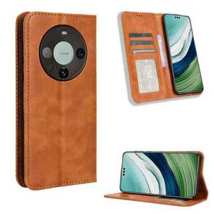 For Huawei Mate 60 Pro 5G Magnetic Buckle Retro Texture Leather Phone Case(Brown)