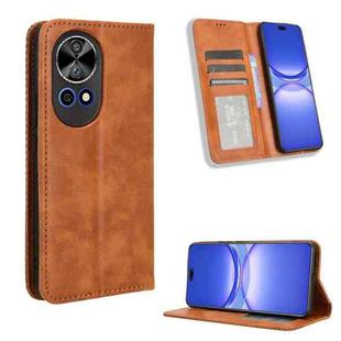 For Huawei nova 12 5G Magnetic Buckle Retro Texture Leather Phone Case(Brown)