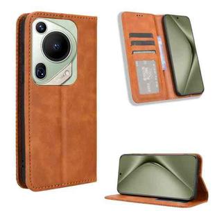 For Huawei Pura 70 Pro / 70 Pro+ Magnetic Buckle Retro Texture Leather Phone Case(Brown)