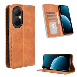 For Huawei Enjoy 80 4G Magnetic Buckle Retro Texture Leather Phone Case(Brown)