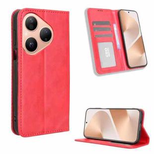 For Huawei Pura 80 5G Magnetic Buckle Retro Texture Leather Phone Case(Red)