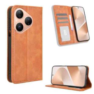 For Huawei Pura 80 5G Magnetic Buckle Retro Texture Leather Phone Case(Brown)