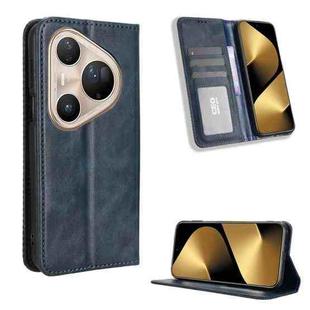 For Huawei Pura 80 Ultra 5G Magnetic Buckle Retro Texture Leather Phone Case(Blue)