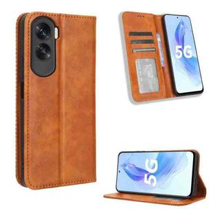 For Honor X50i Magnetic Buckle Retro Texture Leather Phone Case(Brown)